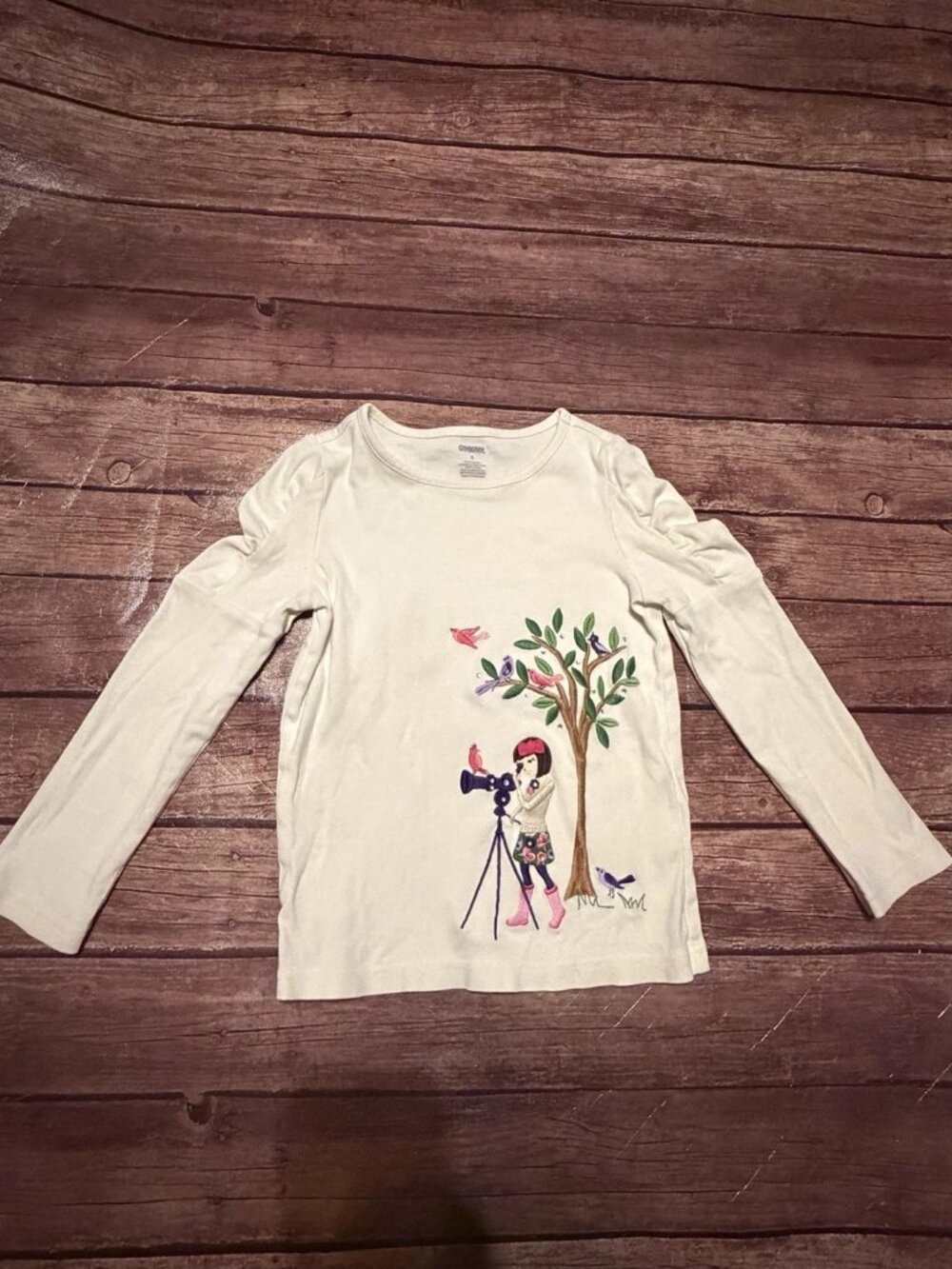 Girl’s Gymboree Falling For Feathers Stylish Bird Watcher LS Shirt Size 5